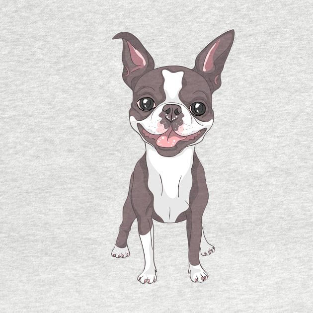 Smiling dog Boston Terrier by kavalenkava